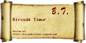 Bircsák Timur névjegykártya